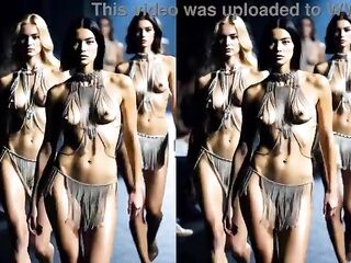 AI fashion show in 3D on a runway VR goggles required