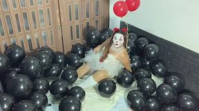 Come watch me while I pop tons of balloons dressed as a sinister clown
