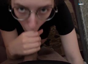 Unexpected Encounter: Cute Girl with Glasses Delivers an Intense Surprise in Public!