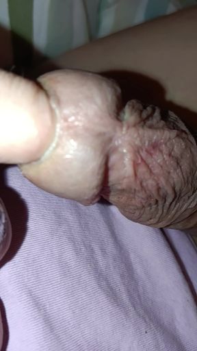 Large, well-polished glans and a whole finger in the urethra