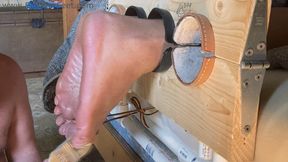 Tickling Oily Itchy Feet From The Side- oil, itching powder, tickling big wide feet