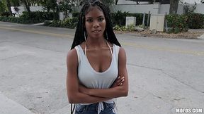 Gorgeous ebony teen rides a BWC of stranger