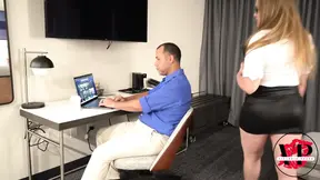 Naughty blonde teacher gets creampied in the lounge