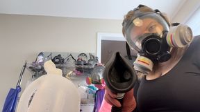 GAS MASK Mistress gives you Gas & Rubber Glove Handjob