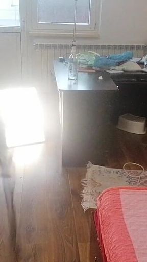 Amateur Woman Has Fun Trying on Clothes and Cutting Them