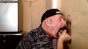 Mouthjizzed amateur gaydaddy sucks and jerks gloryhole cock