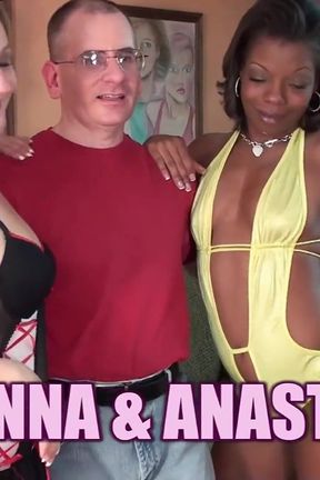Ebony Anastasia and curvy blonde Savanna Knight share Logan's dick