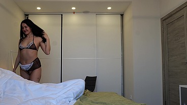 Eva Red Fucks Older Man in POV Video with Blowjob Cum Shot