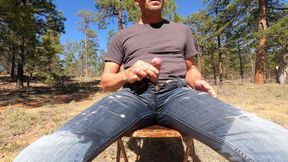 Pissing My Jeans and Jerking off While Camping