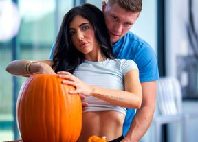 Stepbrother please bang Lily Larimar and sexy teen Theodora Day tight pumpkins