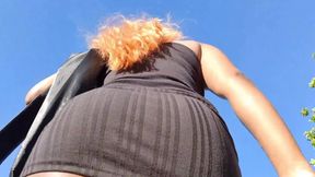 Hot Latina in a Mini Skirt Shows Off Her Bubble Butt in the Park