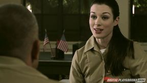 Hot soldier Stoya enjoys explicit pussy licking pleasures