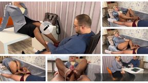 She Always Gets a Yes (Pantyhose Footjobs WITH Cumshots) SD