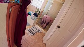 Watching stepmom in the shower stepson gets lucky