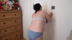 Wife strips out of legging in the bedroom
