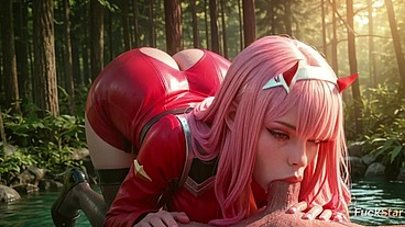 This crazy pink-haired vixen Zero Two with horns begged for wild hardcore herself, and I filled her tight pussy to the very bottom with hot sticky cum [AI]