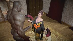 Madam M the hot mature milf  from the Final Fantasy get fucked missionary and creampied by a black monster cock