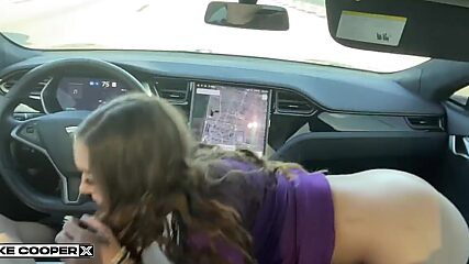 Petite Amateur Slut Bailey Base Fucking stud Luke Cooper in a Self Driving Car