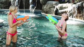 Aubrey Star and Kendall Kayden play in the pool