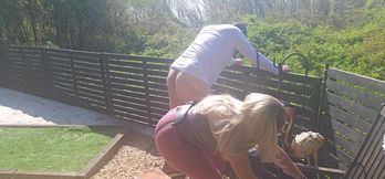 BLONDIE TOOK HER SLAVE TO THE PARK ON A LEASH AND PEGS HIM