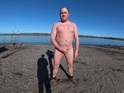 Jerkin off at the river