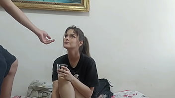 Latina stepbrother cums after deepthroat blowjob