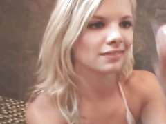 Blonde amateur MILF takes a huge cock in the bathroom and gets a hot creampie