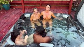 Lesbian Hottub Foursome