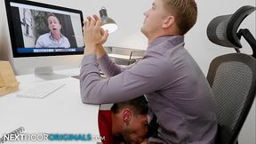 Distracted Brandon Sucked During Virtual Meeting - NextDoorStudios