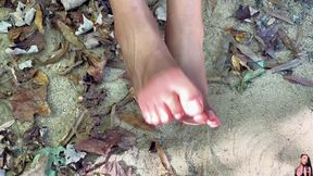 Pink Foxx Shows Off Her Feet While Outdoors