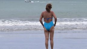 Stepson explores forbidden desires with stepmom on a secluded beach