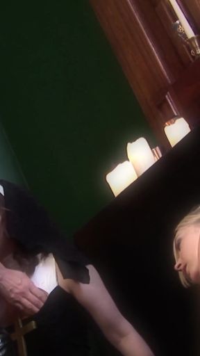 Unforgettable moment from "Busty blond hottie sharing a dong with another chick"