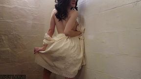 basement yellow dress strip tease