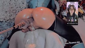 Trans' Ass Being Fucked By Her Dildo Machine