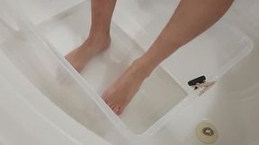 Making pancake mix. Barefoot bathtub ASMR
