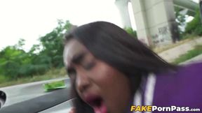 Cash-Motivated Ebony Babe Gets Deep Throated and Doggystyled