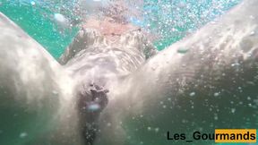 I swim naked and touch my clit piercing in my Greek sea