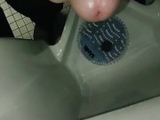 Quick work jerk and cum at urinal