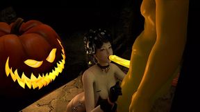 Three-dimensional sultry Oriental mature woman having an affair with gigantic European phallus.