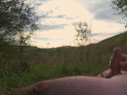 Lazy jerk off in nature to the sunset. 4K Iamhornybobo