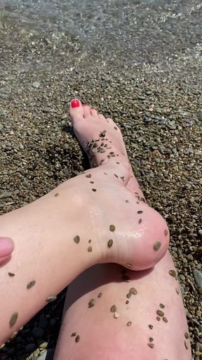 Spectacular moment from "Amateur Outdoors Showing Feet"