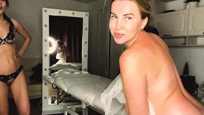 Beautiful chick is having an ass massage by a handsome man