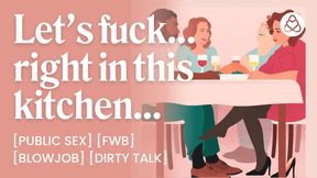 ASMR Audio Porn: Secret Kitchen Fuck With the Guy Next Door - Blowjob &amp; Public Sex - Erotic Audio Roleplay for Women