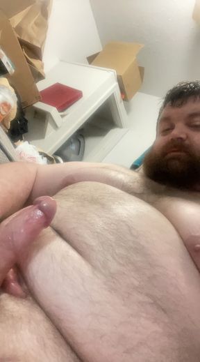 Big bear jerking and dildo fucking