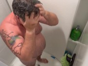 Dad Bod shower with dildo ass play