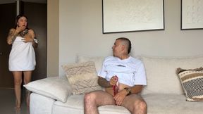 I catch my stepbrother masturbating in my panties and he ends up squirting me