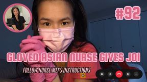 Gloved Asian Nurse Gives JOI