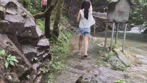 Ci Ci's bare feet during a jungle trek