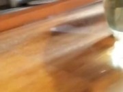 peeing in a lemonade bottle because the bathroom was occupied