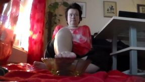 John Is Peeing on Jens Foot Into a Bowl